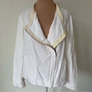 Vince White Stretch Cotton Frise Asymmetrical Zip Biker Jacket EUC Size Large